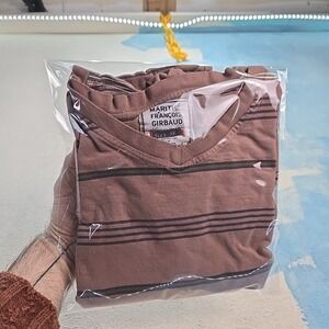 VTG Marithe + Francois Girbaud XXL T-Shirt Custom Dyed Brown Stripe M+FG Y2K GUC